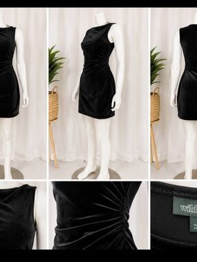 wild fable Black Velvet Ruched Mini Dress